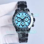 Super Clone Rolex Blaken Daytona Extra Thin Light Blue Dial Black Steel Watch 